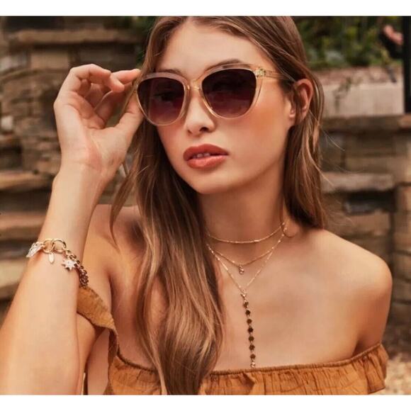 RACHEL ZOE Nina CatEye Classic Sunglasses Nude Crystal Brown Slightly Oversized main image 5